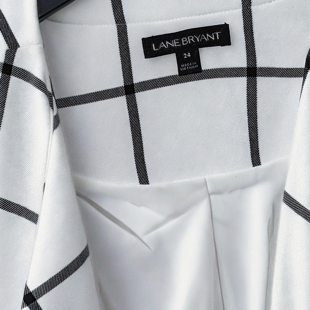 Lane Bryant White Gray Windowpane Open Front Blazer 24 - Picture 3 of 6